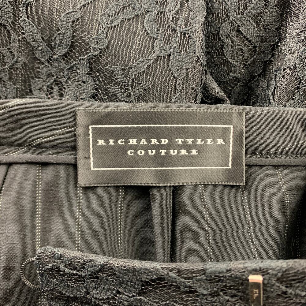 RICHARD TYLER Size 10 Black Wool Blend Lace Evening Dress Pants - Picture 3 of 3
